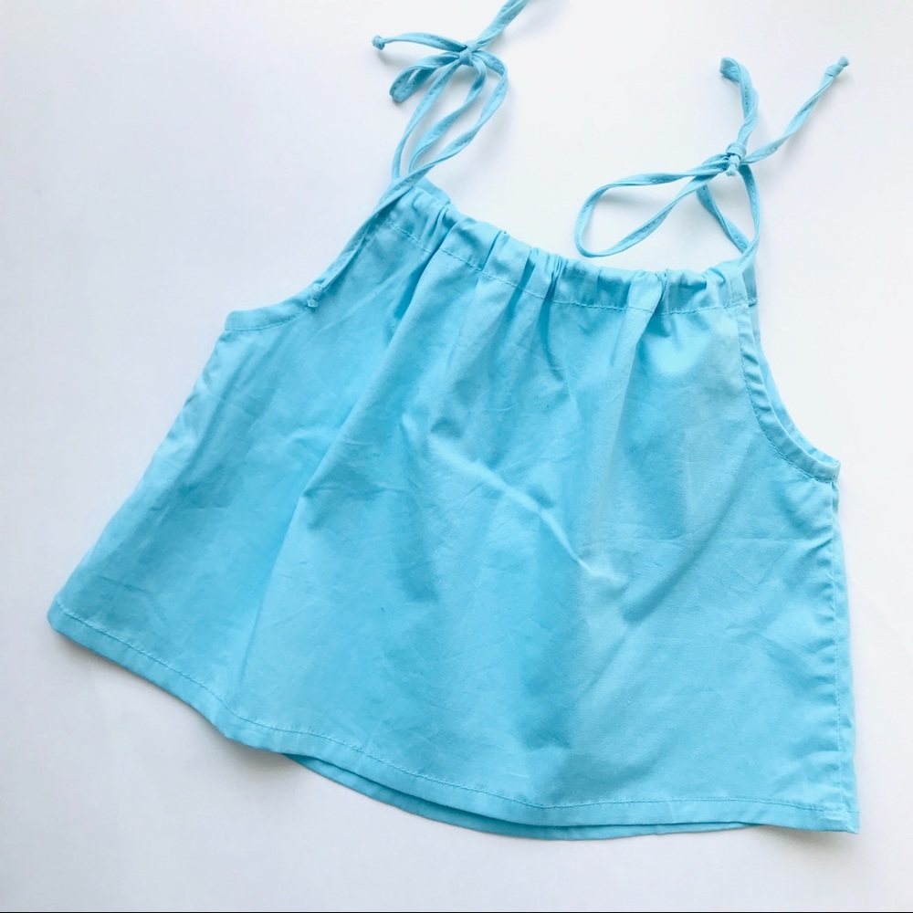 NEW Jen Jen Blue Pillow Sleeveless Cami Swing Top Shoulder Tie Girls Sz 7 Summer